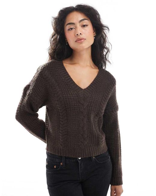 Wednesday's Girl Black Cropped Cable Knit Jumper