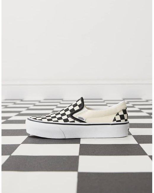 Vans White Classic Slip-on Platform Checkerboard Trainers