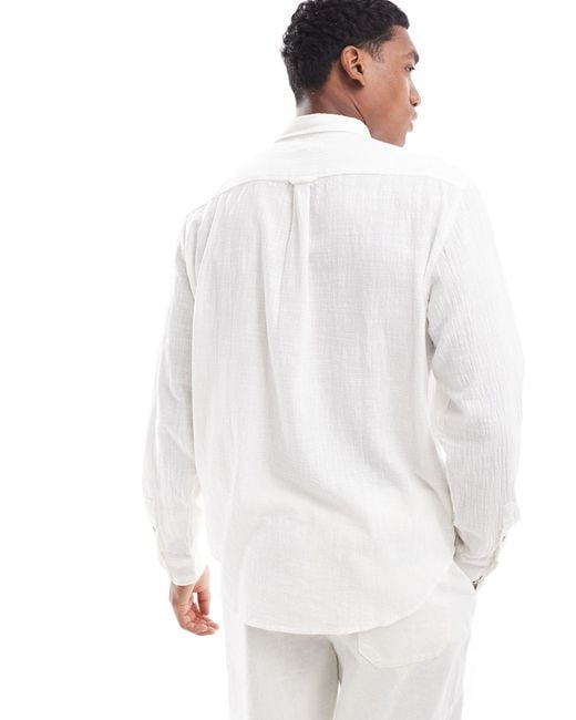 Cotton On White Portland Long Sleeve Shirt for men
