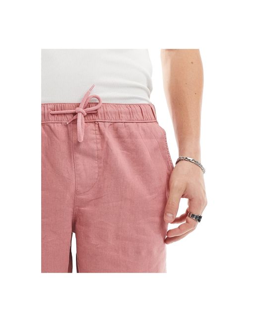 ASOS Pink Slim Linen Shorts for men