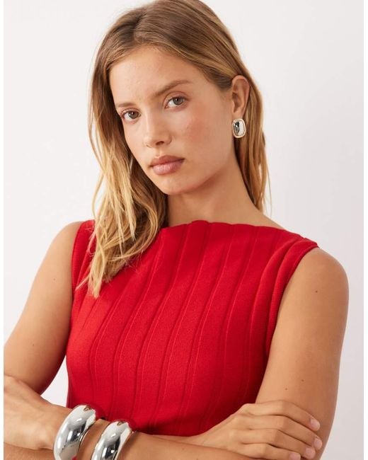 Mango Red Sleeveless Knitted Mini Dress