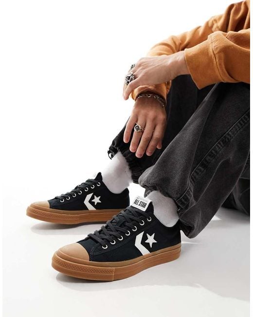 Converse Black Star Player 76 Ox Sneakers With Gum Sole