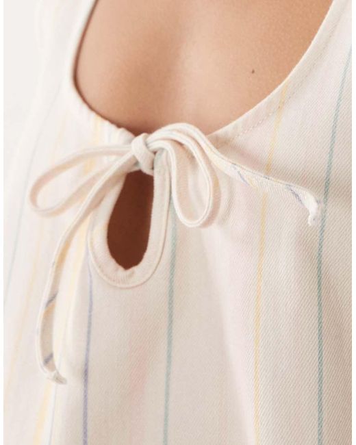 ASOS Natural Scoop Neck Tie Front Mini Dress