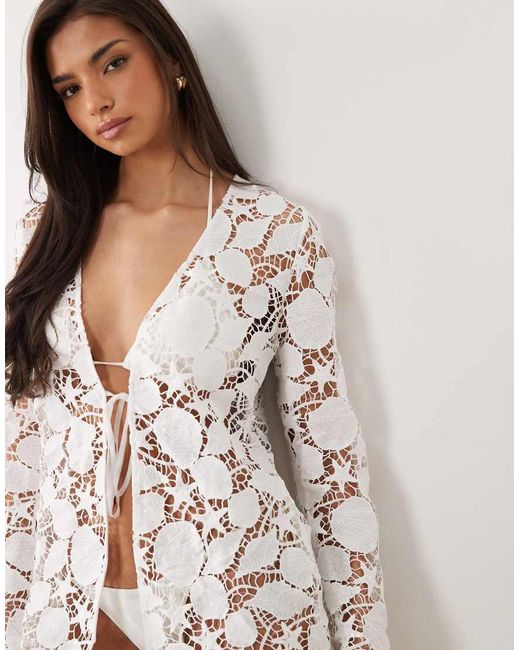 South Beach Natural Lace Beach Cover Up