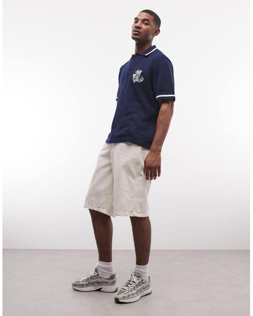 True Religion Blue Crochet Knit Logo Shirt for men