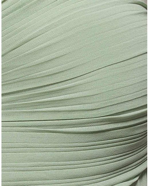 Goddiva Green Sleeveless Pleated Chiffon Multiway Scarf Maxi Dress