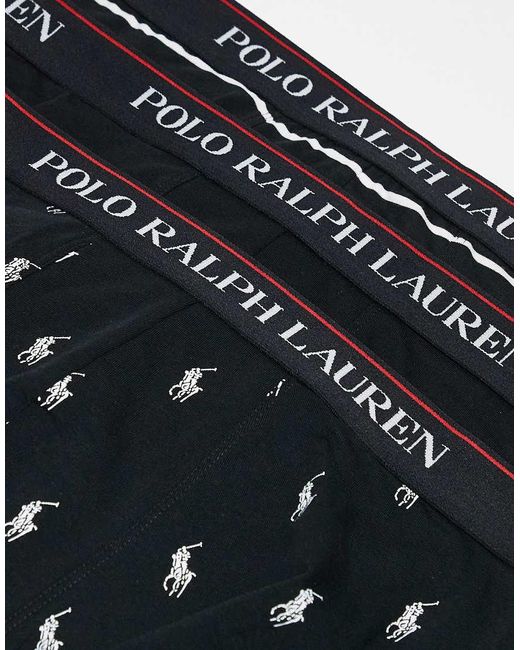 Pack De 3 Calzoncillos Negros Con Diseños Variados De Polo Ralph Lauren de hombre de color Black