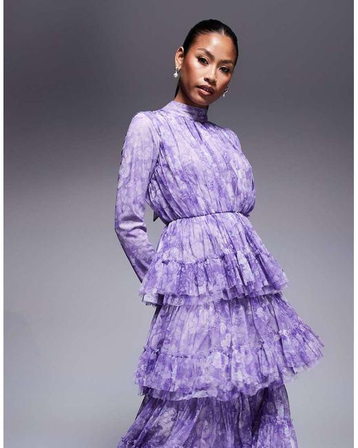 Beauut Purple Maryisa Long Sleeve Ruffle Maxi Dress