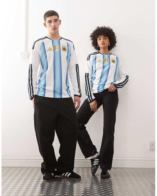 Adidas Originals Blue Adidas Football Argentina World Cup 26 Home Long Sleeve Shirt for men