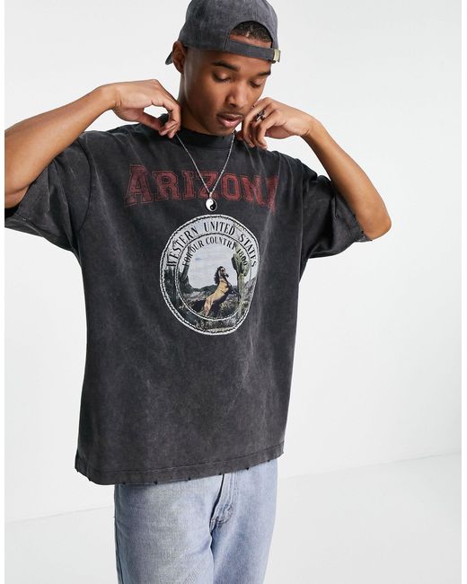 T-shirt oversize nera con stampa "arizona" da Uomo di Jaded London in Nero  | Lyst