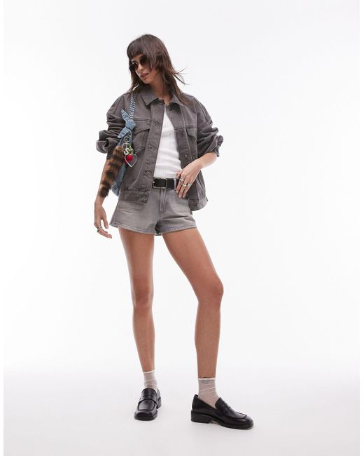 Chaqueta vaquera ahumado con mangas globo TOPSHOP de color Gray