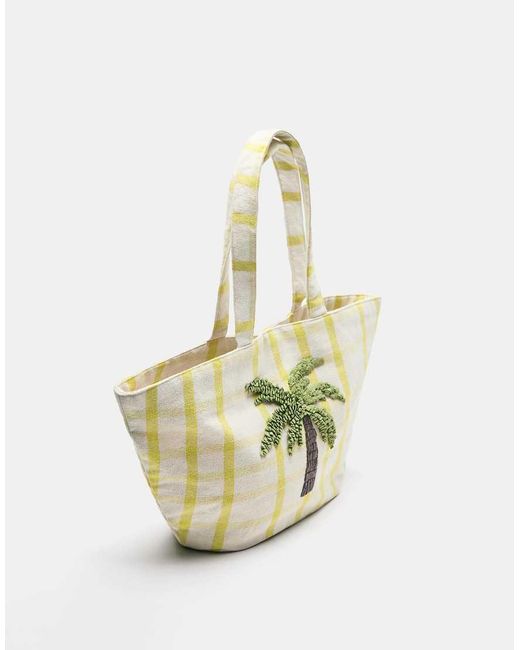 Borsa Shopping Écru A Righe di Pull&Bear in Metallic