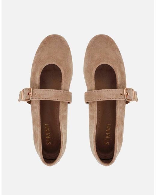 SIMMI Natural Fleur Buckle Ballets Flat