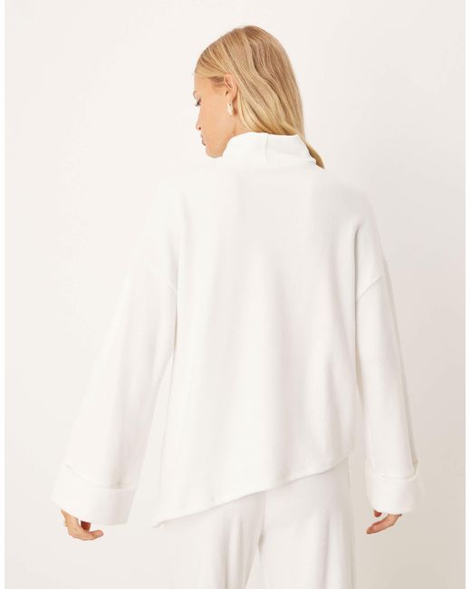 ASOS Natural Asymmetric Jumper With Turn Back Cuff