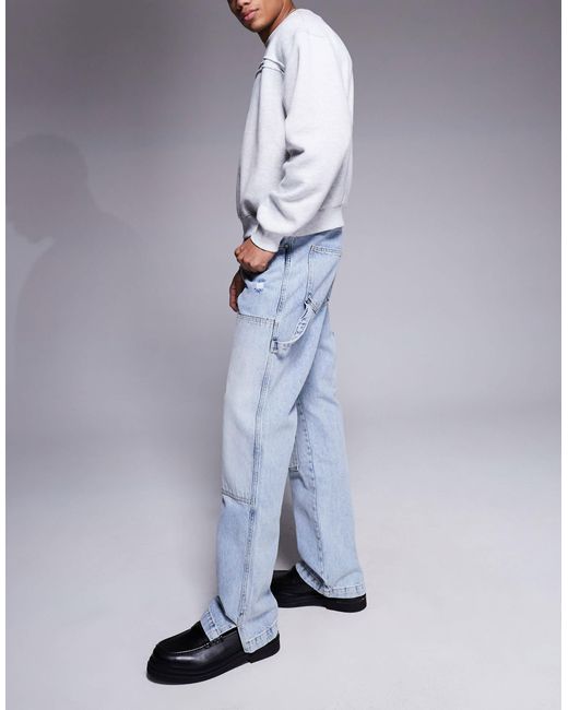 The Couture Club Blue Carpenter Rivet Detail Jeans for men