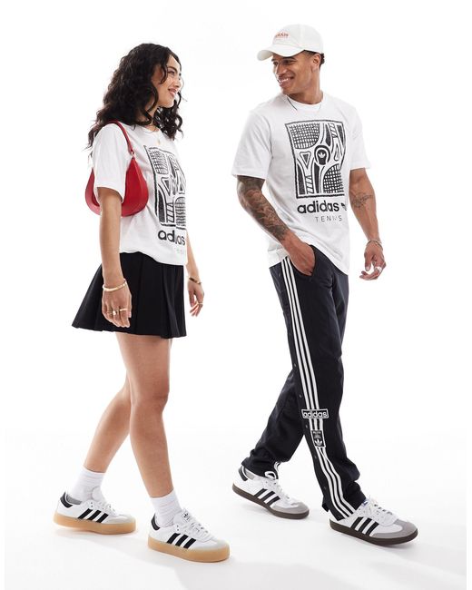 Tennis - t-shirt unisex bianca con grafica di Adidas Originals in White