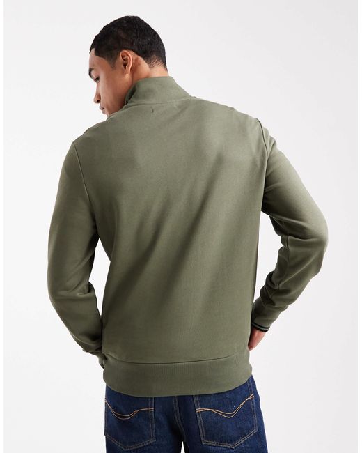 Fred Perry Green Half Zip Sweatshirt for men