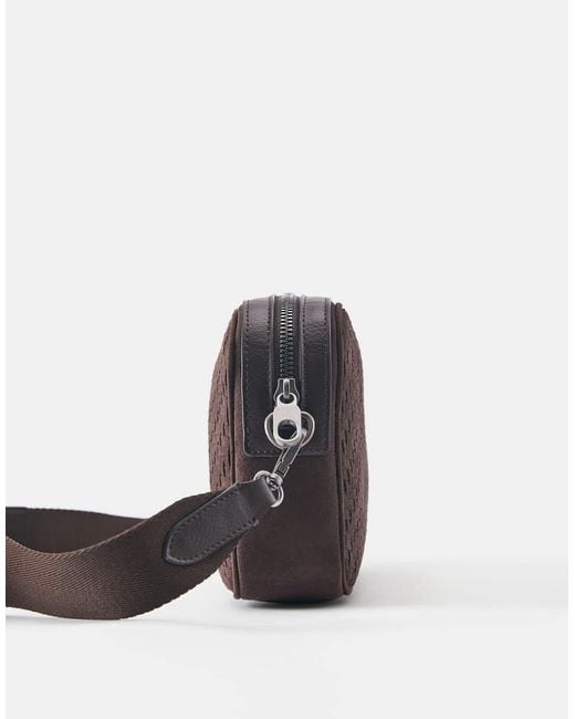 Pull&Bear Black Woven Crossbody Bag for men