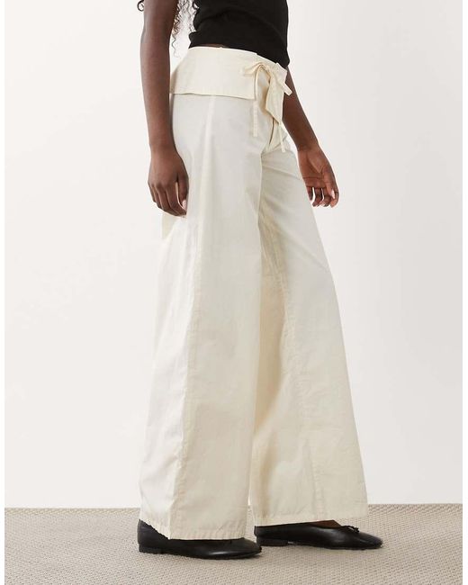ASOS White Wrap Fold Over Waist Trouser