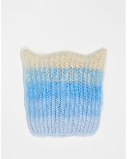 Collusion Blue Unisex Knitted Beanie With Ears
