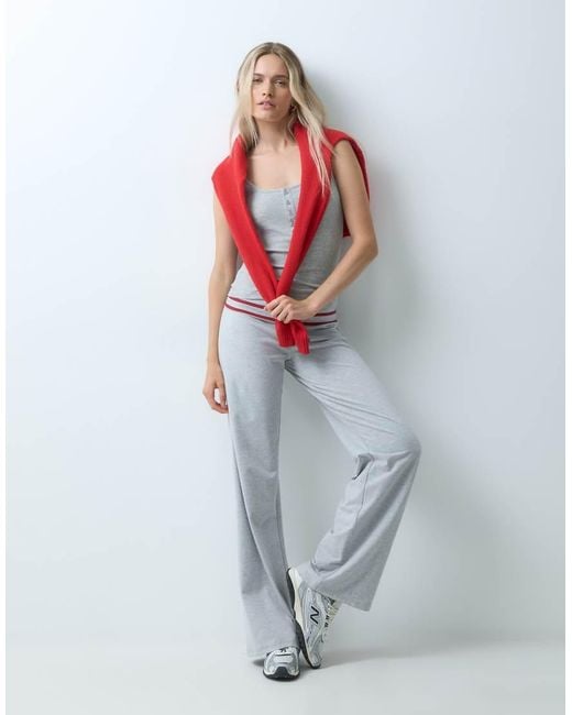 JJXX Blue Rib Henley Vest Top