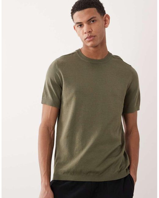River Island Green Knitted T-shirt for men