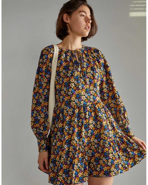 Glamorous Brown Long Sleeve Shift Mini Dress