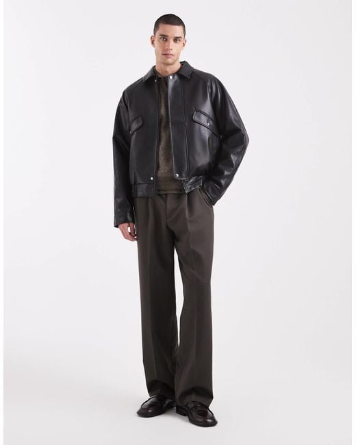 ASOS Black Relaxed Harrington Jacket for men