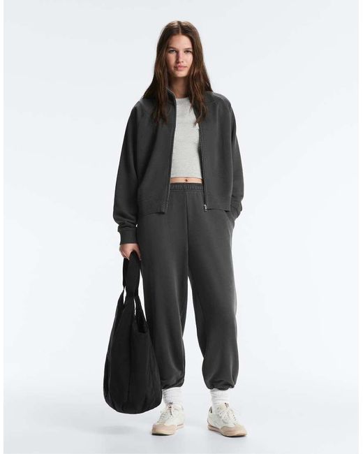 Oysho Black Cotton Blend joggers