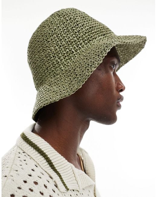 ASOS Green Straw Bucket Hat for men