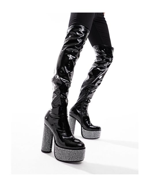 ASOS Black Over The Knee Heeled Boots