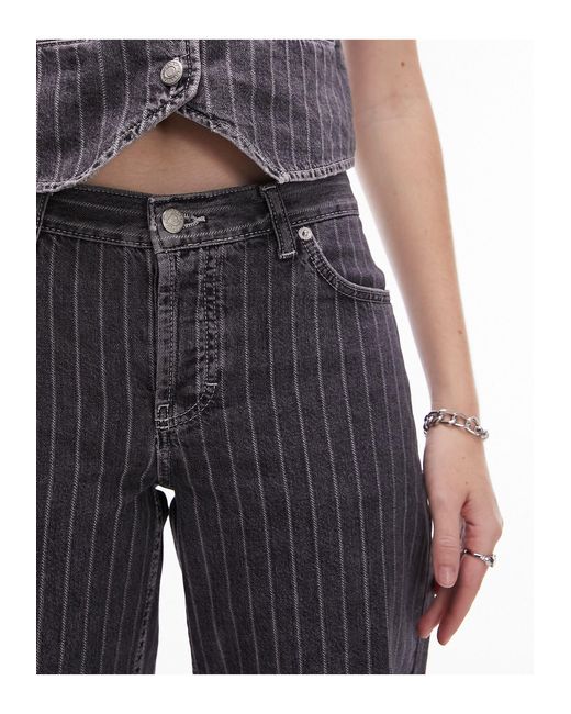 Ember - jean d'ensemble à taille basse avec rayures fines - délavé TOPSHOP en coloris White