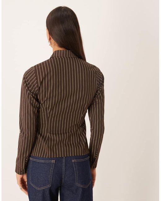 Motel Brown Tarsi Tailored Pinstripe Shirt
