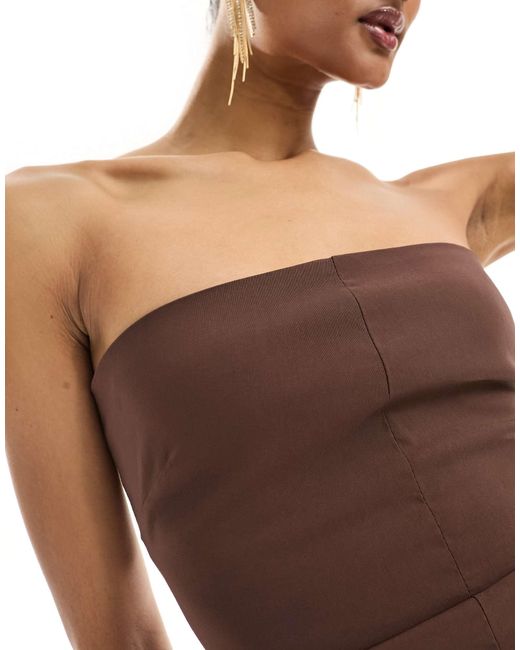 Vesper White Bengaline Bandeau Midi Dress