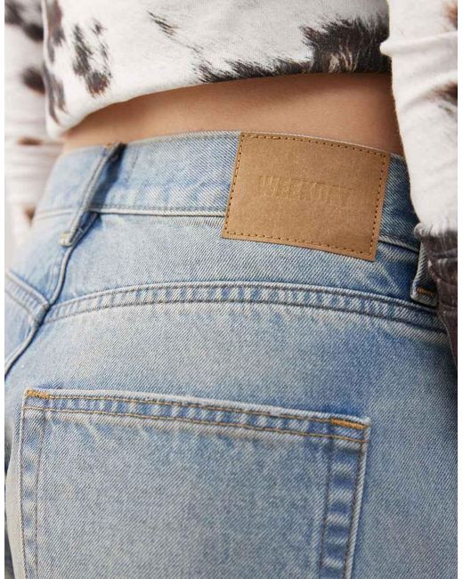 Weekday Blue Low Waist Loose Fit Denim Shorts
