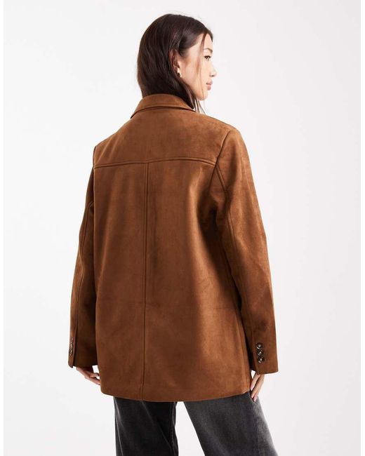 Vero Moda Brown Faux Suede Oversized Blazer