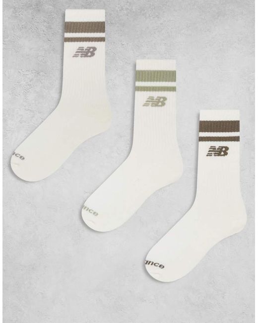 Pack De 3 Pares De Calcetines A Rayas De Caña Media De -Blanco New Balance de hombre de color Gray