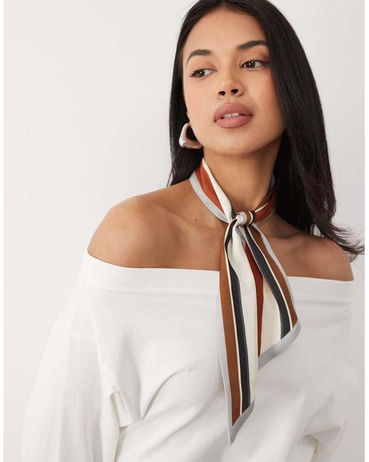 ASOS White Stripe Print Skinny Scarf