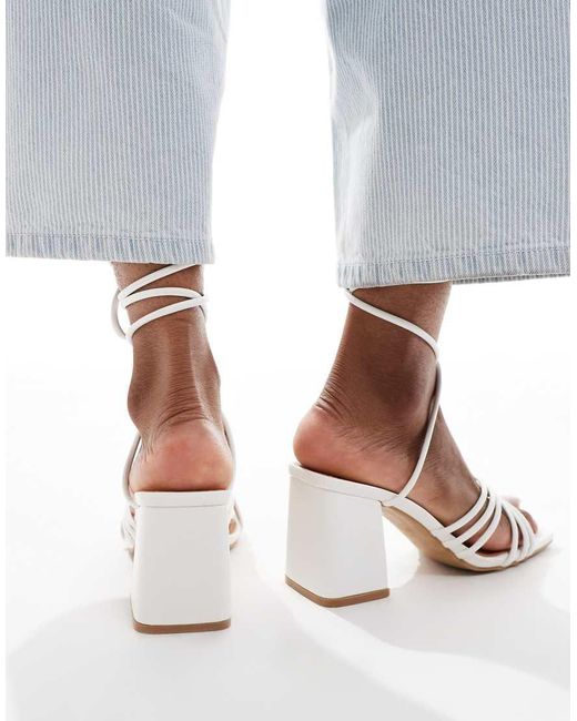 SEQWL Blue Mid Block Heel Sandals