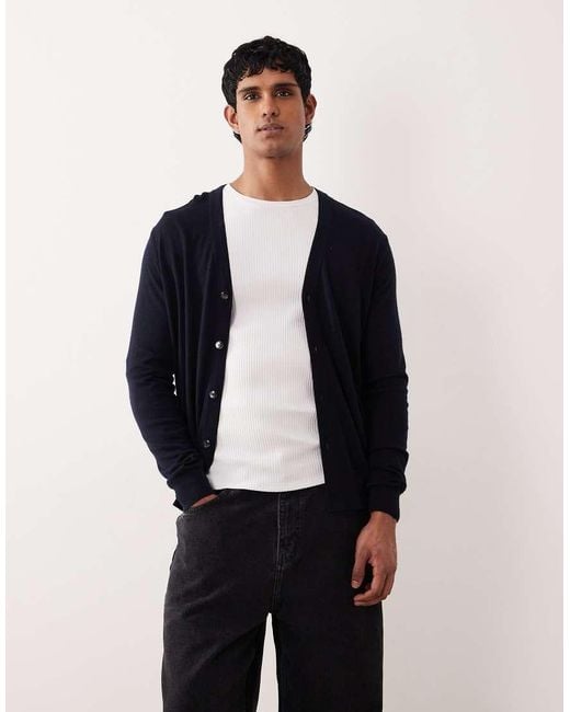 Mango Blue Lightweight Knitted Cardigan for men
