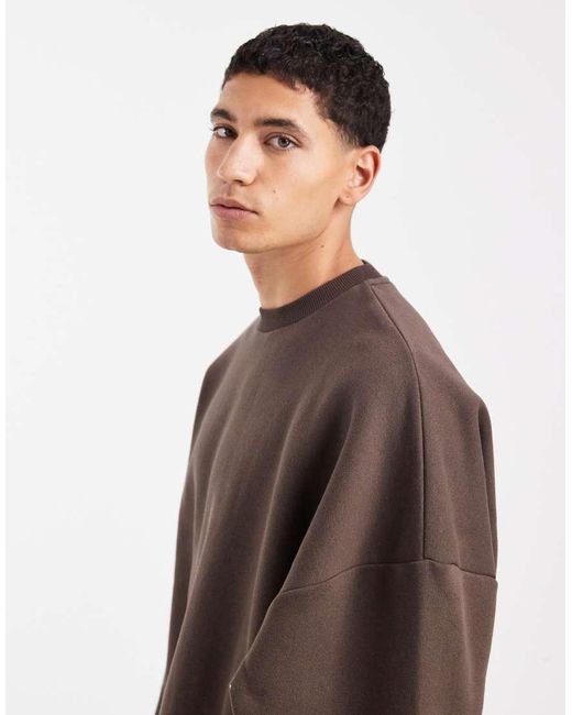 ASOS Brown Essentials Extreme Oversized Sweatshirt for men