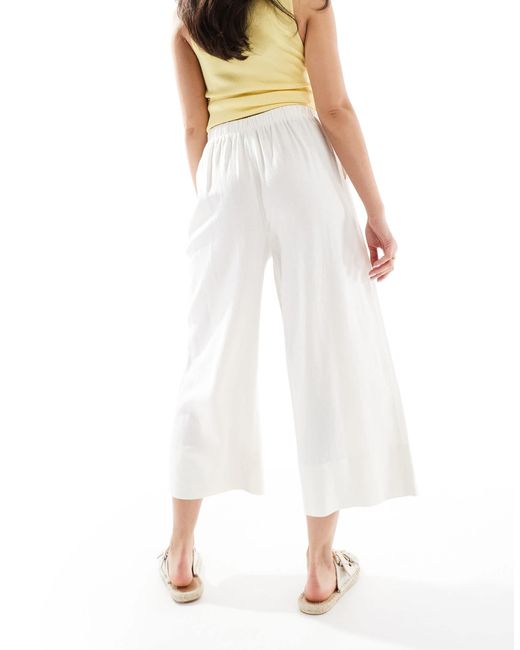 New Look White Linen Cropped Trousers