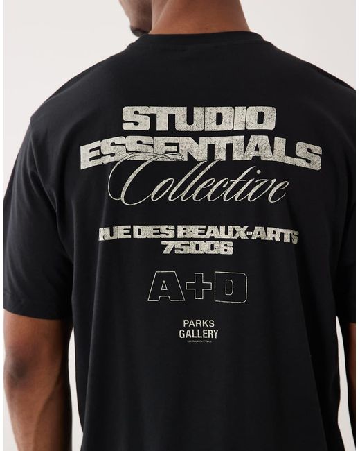 Only & Sons Black Oversized T-shirt With Studio Essentials Back Print for men