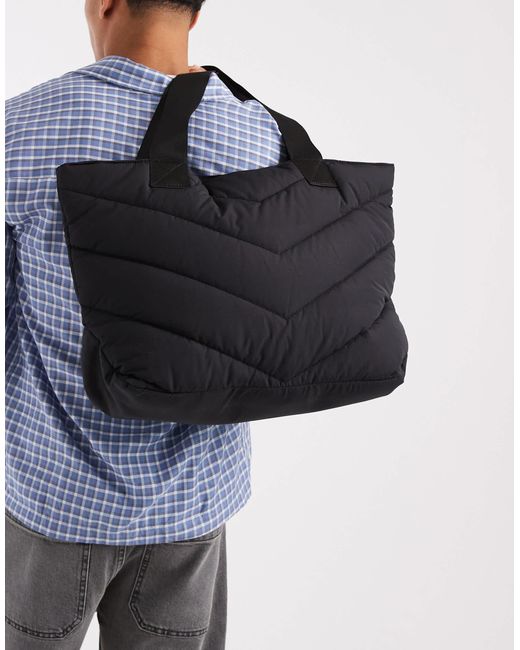 ASOS Blue Chevron Puffer Tote Bag for men