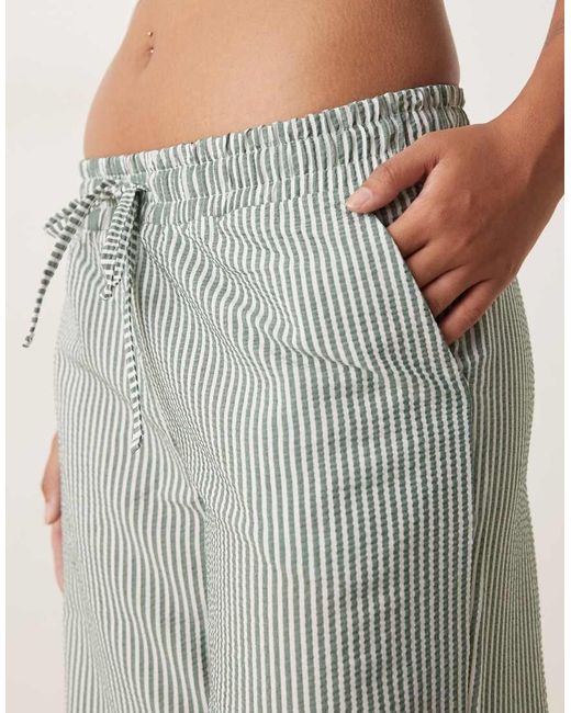 JDY Petite Green Seersucker Trousers