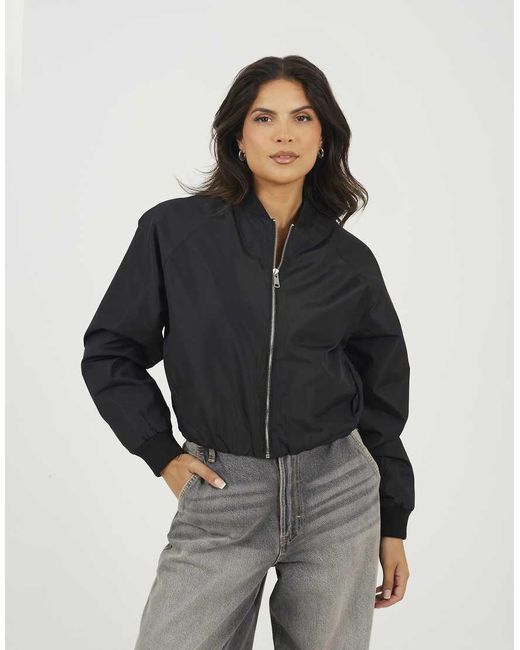 Brave Soul Black Oversized Sleeve Bomber Jacket