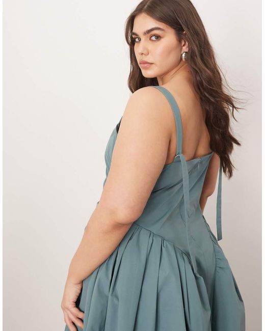 ARRANGE Blue Curve Strappy Ruched Bodice Full Skirt Maxi Dress