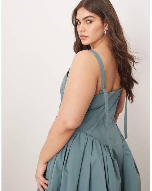 ARRANGE Blue Curve Strappy Ruched Bodice Full Skirt Maxi Dress