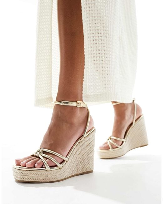 Glamorous White – espadrilles-sandalen mit keilabsatz