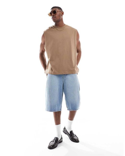 ASOS Oversized Tanktop Van Zware Stof in het Brown voor heren